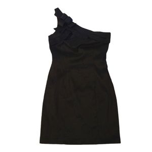 David's Bridal Dress One Shoulder Black Mini Stretchy Bodycon